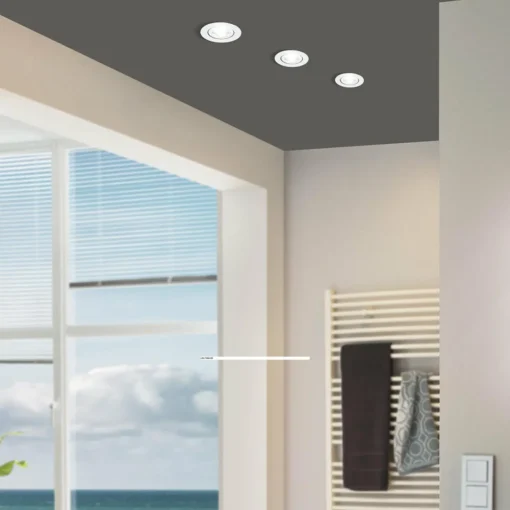 EGLO Spot LED Saliceto rond pivotant 4 000 K blanc| Spots Encastrés Led|Luminaires Led D'Intérieur