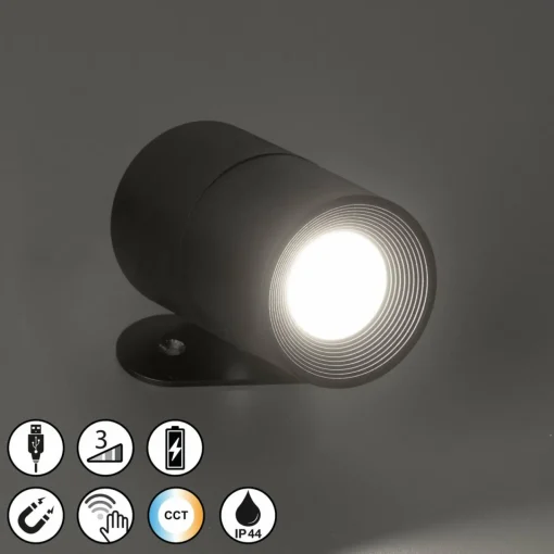 FH Lighting Spot mural LED à accu Magnetics, noir, intensité variable, CCT, IP44| Spots Et Projecteurs Led|Spots