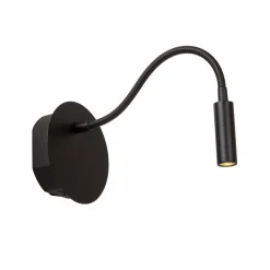 Lucide Spot mural LED rechargeable Jolijn, noir, bras flexible, Ø 11 cm, aimant| Appliques Murales Led|Appliques Murales