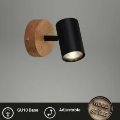 Briloner Spot mural Muritz, base en bois| Spots Et Projecteurs Led|Spots
