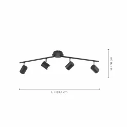 JUST LIGHT. Spot plafond Tarik GU10 LED à 4 lampes anthracite| Spots Et Projecteurs Led|Spots