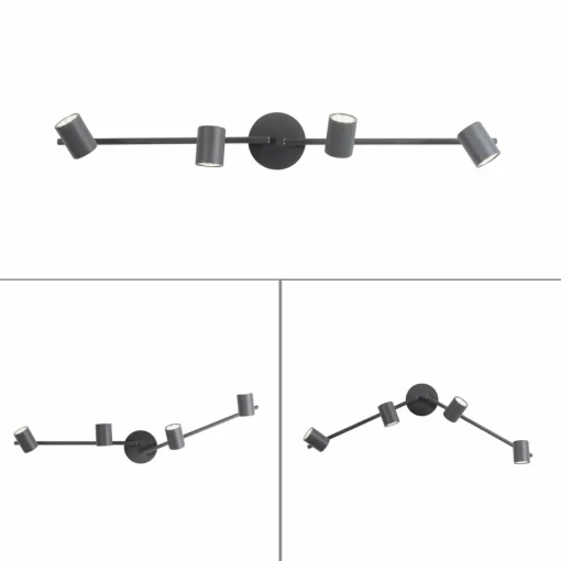 JUST LIGHT. Spot plafond Tarik GU10 LED à 4 lampes anthracite| Spots Et Projecteurs Led|Spots