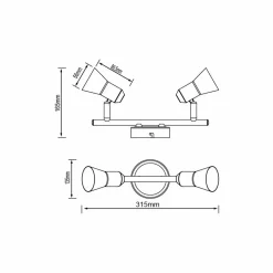 Brilliant Spot pour plafond LED Sanny, fer/chrome, largeur 31,5 cm Métal| Spots Et Projecteurs Led|Spots
