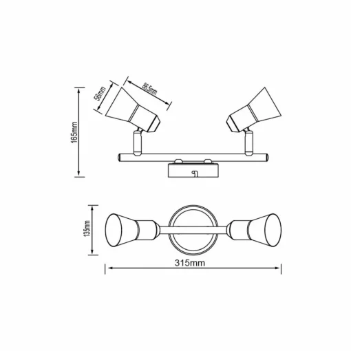 Brilliant Spot pour plafond LED Sanny, fer/chrome, largeur 31,5 cm Métal| Spots Et Projecteurs Led|Spots