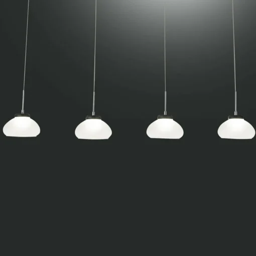 Fabas Luce Suspension Arabella à 4 lampes en ligne, blanche| Suspensions Led|Suspensions