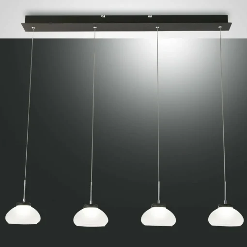 Fabas Luce Suspension Arabella à 4 lampes en ligne, blanche| Suspensions Led|Suspensions