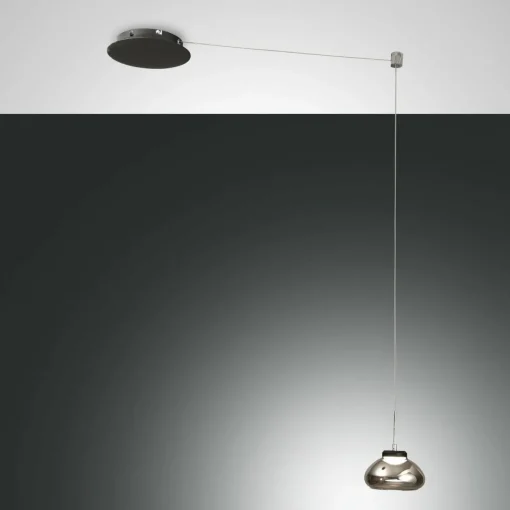 Fabas Luce Suspension Arabella décentrée 1 lampe, gris fumée| Suspensions Led|Suspensions