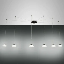 Fabas Luce Suspension Arabella décentrée 6 lampes, blanche| Suspensions Led|Suspensions