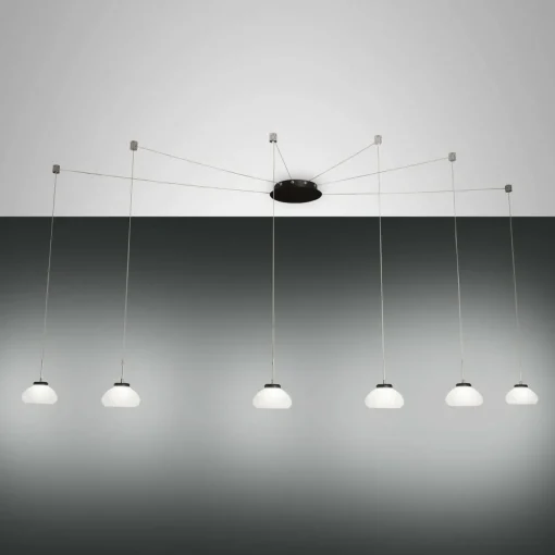Fabas Luce Suspension Arabella décentrée 6 lampes, blanche| Suspensions Led|Suspensions