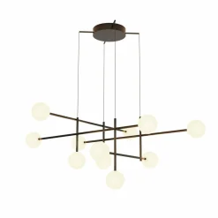Mantra Iluminación Suspension Cellar, fer, noir, verre, blanc, à 11 lampes| Suspensions Led|Suspensions