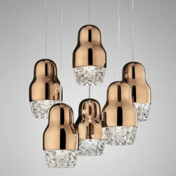 Axo Light Suspension LED à 6 lampes Fedora rose doré| Suspensions Led|Suspensions