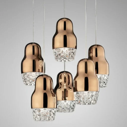 Axo Light Suspension LED à 6 lampes Fedora rose doré| Suspensions Led|Suspensions