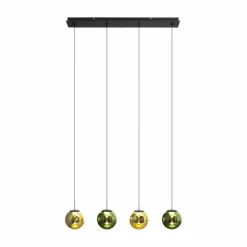 Eco-Light Suspension LED Altaïr doré/vert à 4 lampes verre 3.000 K| Suspensions Led|Suspensions
