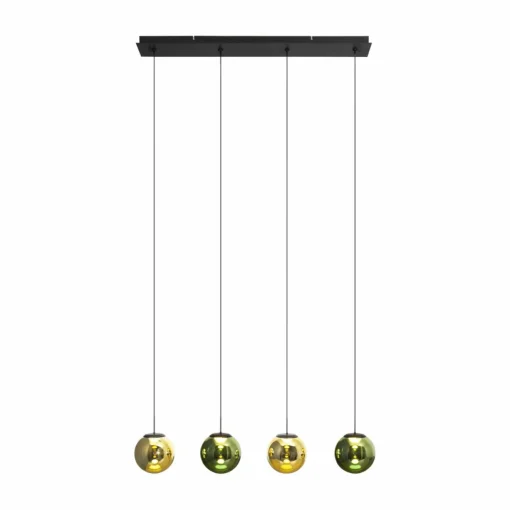 Eco-Light Suspension LED Altaïr doré/vert à 4 lampes verre 3.000 K| Suspensions Led|Suspensions