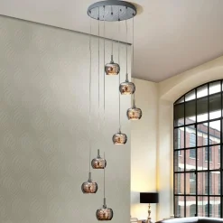 Schuller Valencia Suspension LED Arian avec cristaux, à 7 lampes| Suspensions Led|Suspensions