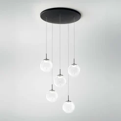 Fabas Luce Suspension LED Ariel, 5 lampes, ronde, gradateur, CCT| Suspensions Led|Suspensions
