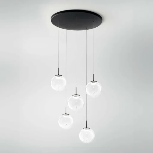 Fabas Luce Suspension LED Ariel, 5 lampes, ronde, gradateur, CCT| Suspensions Led|Suspensions