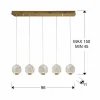 Schuller Valencia Suspension LED Austral doré/clair, 5 lampes longue| Suspensions Led|Suspensions