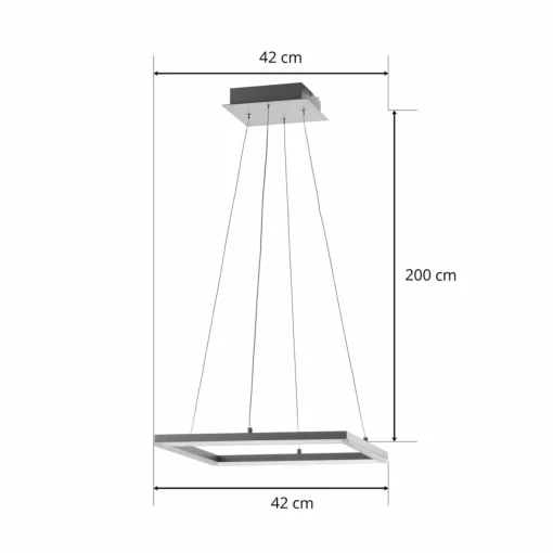 Fabas Luce Suspension LED Bard 42x42 cm, anthracite| Suspensions Led|Suspensions