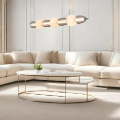 Eko-Light Suspension LED Caro, verre gris-transparent/opale longueur 110 cm| Suspensions Led|Suspensions