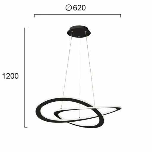 Viokef Suspension LED Charlie, Ø 62 cm, noire| Suspensions Led|Suspensions