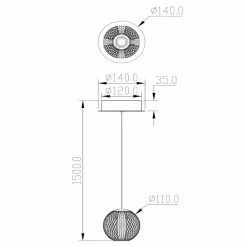 Lucide Suspension LED Cintra, Ø 14 cm, transparent/doré, acrylique| Suspensions Led|Suspensions