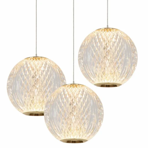 Lucide Suspension LED Cintra, Ø 25 cm, transparent/doré, acrylique| Suspensions Led|Suspensions