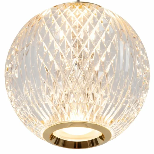 Lucide Suspension LED Cintra, angulaire, transparent/doré, acrylique| Suspensions Led|Suspensions
