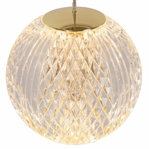 Lucide Suspension LED Cintra, angulaire, transparent/doré, acrylique| Suspensions Led|Suspensions