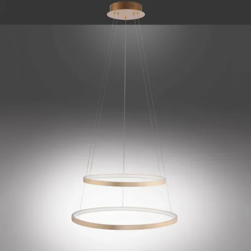 JUST LIGHT. Suspension LED Circle dorée, à 2 lampes| Suspensions Led|Suspensions