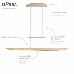 Elobra Suspension LED Colombia XL, chêne noueux naturel| Suspensions Led|Suspensions