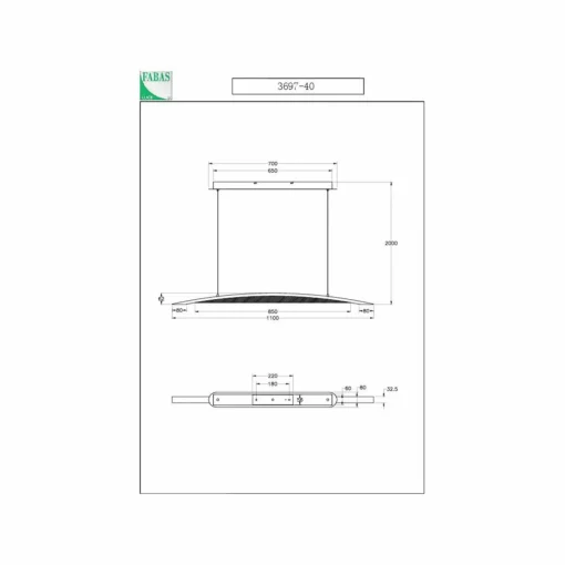 Fabas Luce Suspension LED Cordoba, longueur 110 cm, métal/bois, intensité variable| Suspensions Led|Suspensions