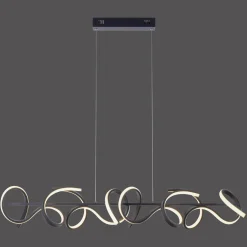 JUST LIGHT. Suspension LED Curls, noir, métal, longueur 99 cm, intensité variable| Suspensions Led|Suspensions