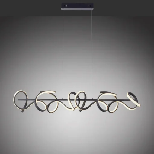 JUST LIGHT. Suspension LED Curls, noir, métal, longueur 99 cm, intensité variable| Suspensions Led|Suspensions