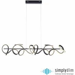 JUST LIGHT. Suspension LED Curls, noir, métal, longueur 99 cm, intensité variable| Suspensions Led|Suspensions