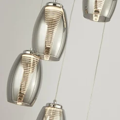 Searchlight Suspension LED Cyclone, 5 lampes, fumé, verre| Suspensions Led|Suspensions