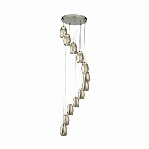 Searchlight Suspension LED Cyclone, 12 lampes, fumé, verre| Suspensions Led|Suspensions