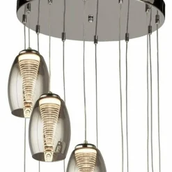 Searchlight Suspension LED Cyclone, 12 lampes, fumé, verre| Suspensions Led|Suspensions