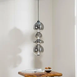 Eko-Light Suspension LED Daphne, verre gris-transparent, hauteur 62 cm| Suspensions Led|Suspensions
