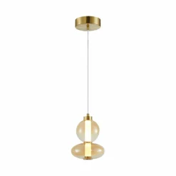 Eko-Light Suspension LED Daphne, verre ambre-transparent, hauteur 28 cm| Suspensions Led|Suspensions
