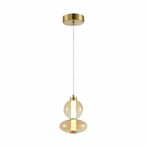 Eko-Light Suspension LED Daphne, verre ambre-transparent, hauteur 28 cm| Suspensions Led|Suspensions