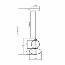 Eko-Light Suspension LED Daphne, verre ambre-transparent, hauteur 28 cm| Suspensions Led|Suspensions