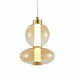 Eko-Light Suspension LED Daphne, verre ambre-transparent, hauteur 28 cm| Suspensions Led|Suspensions