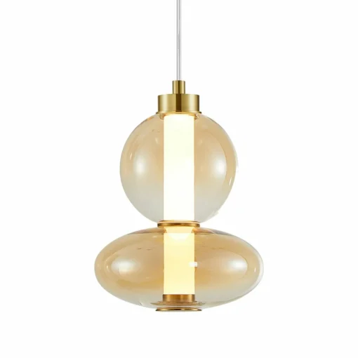 Eko-Light Suspension LED Daphne, verre ambre-transparent, hauteur 28 cm| Suspensions Led|Suspensions