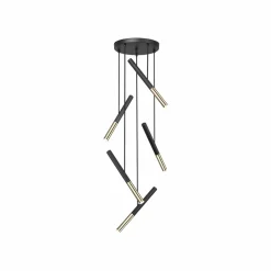 Schuller Valencia Suspension LED Edna, 5 lampes, métal, noir, intensité variable| Suspensions Led|Suspensions