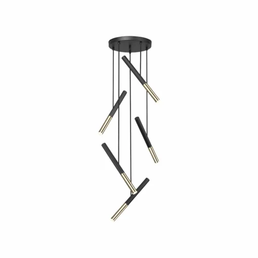 Schuller Valencia Suspension LED Edna, 5 lampes, métal, noir, intensité variable| Suspensions Led|Suspensions