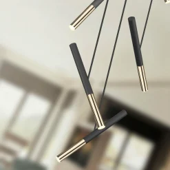 Schuller Valencia Suspension LED Edna, 5 lampes, métal, noir, intensité variable| Suspensions Led|Suspensions