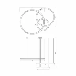 Eko-Light Suspension LED Galaxia, plastique, noir, 3 lampes, 85 W| Suspensions Led|Suspensions