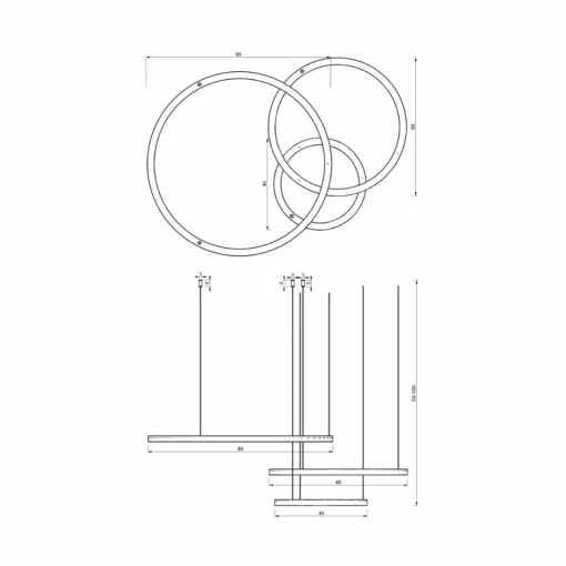 Eko-Light Suspension LED Galaxia, plastique, noir, 3 lampes, 85 W| Suspensions Led|Suspensions