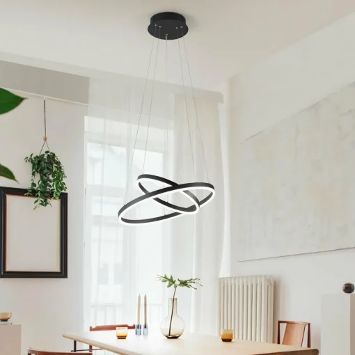 Fabas Luce Suspension LED Giotto, à 2 lampes, noire| Suspensions Led|Suspensions